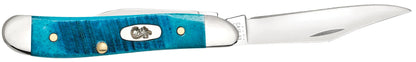 Case 25596 Caribbean Blue Bone Peanut 2.10 inch Tru-Sharp stainless clip blade and 1.53 inch pen blade — ClassicBlades