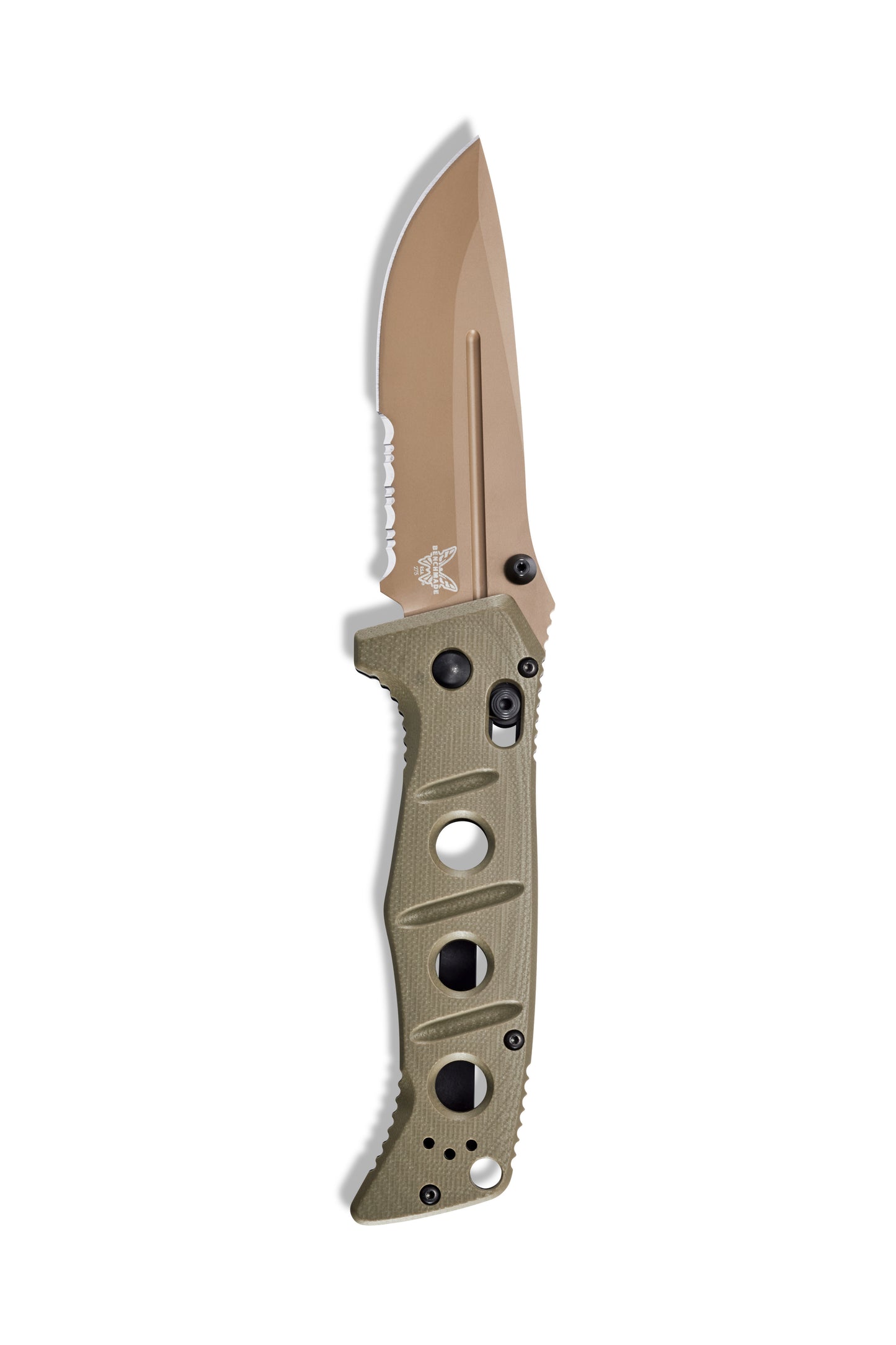 Benchmade 275SFE-2 Adamas 3.78 inch CPM-CruWear Flat Earth Cerakote partially serrated drop point blade  — ClassicBlades