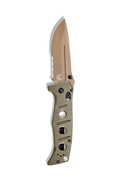 Benchmade 275SFE-2 Adamas 3.78 inch CPM-CruWear Flat Earth Cerakote partially serrated drop point blade  — ClassicBlades