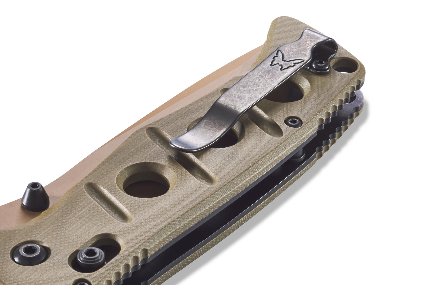 Benchmade 275SFE-2 Adamas closed showing 5.11 inch profile with OD green G10 handle and deep-carry pocket clip — ClassicBlades