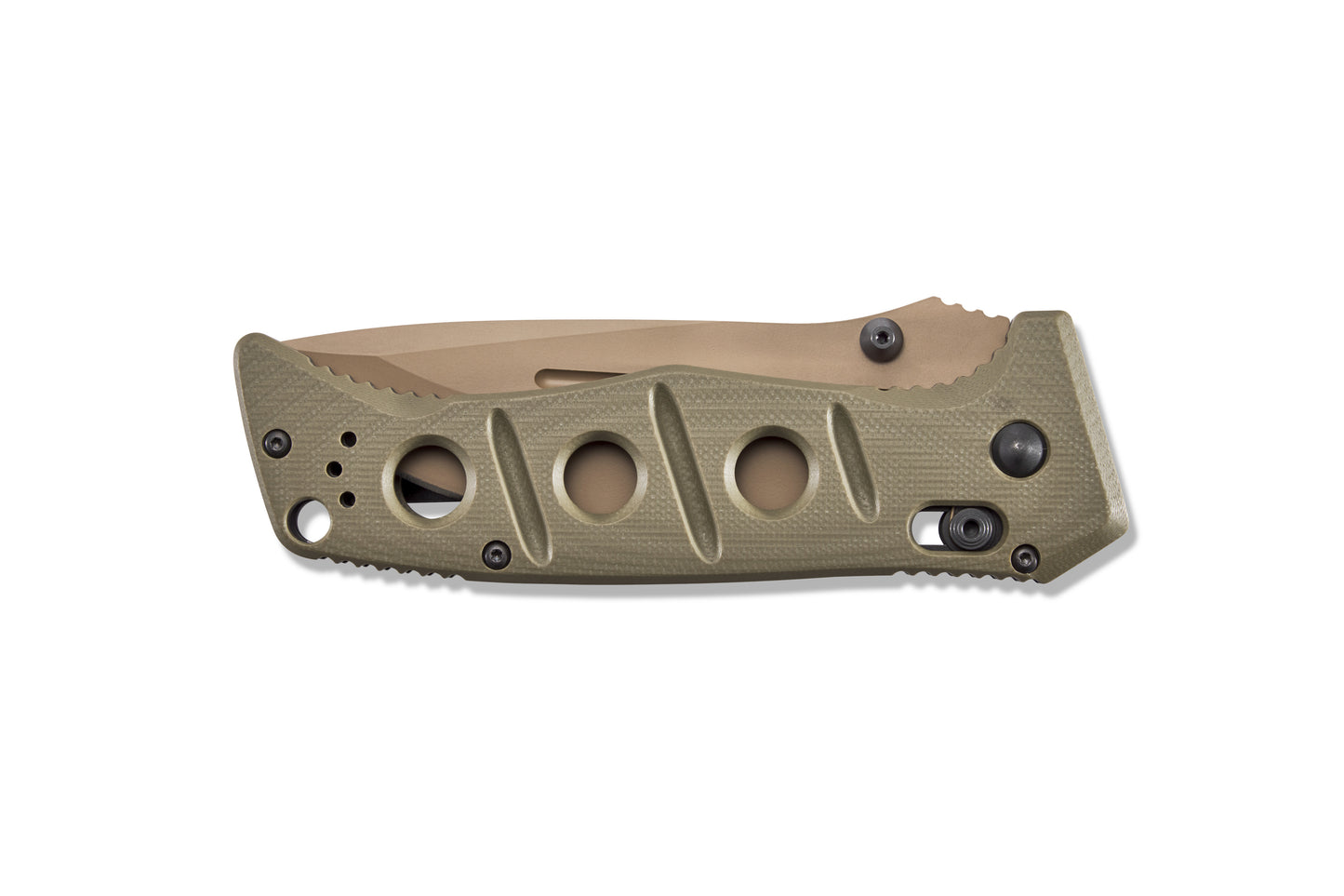 Benchmade 275SFE-2 Adamas closed showing 5.11 inch profile with OD green G10 handle— ClassicBlades