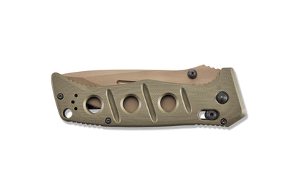 Benchmade 275SFE-2 Adamas closed showing 5.11 inch profile with OD green G10 handle— ClassicBlades