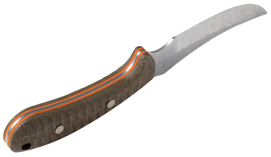 Case 30594 Ridgeback Hunter OD green burlap laminate handle with orange G10 liners, finger guard and lanyard hole — ClassicBlades