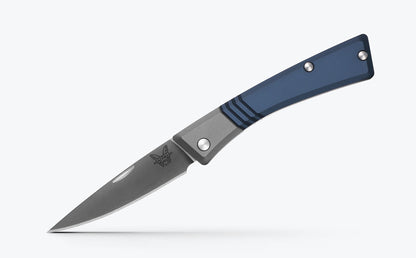 Benchmade 315 Successor 2.56 inch M390 satin drop point blade with nail nick front detail — ClassicBlades