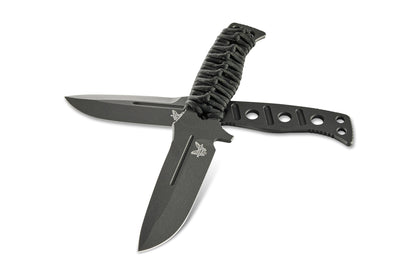 Benchmade 375BK-1 Fixed Adamas tactical fixed blade knife with black paracord wrapped skeletonized handle — ClassicBlades
