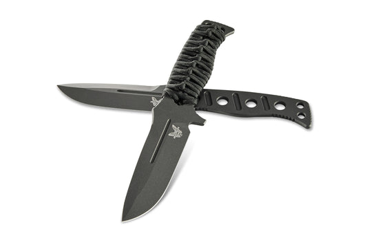 Benchmade 375BK-1 Fixed Adamas tactical fixed blade knife with black paracord wrapped skeletonized handle — ClassicBlades