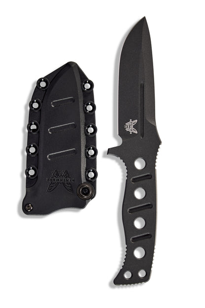Benchmade 375BK-1 Fixed Adamas fixed blade knife with black injection molded MOLLE sheath and low-profile MALICE Clip — ClassicBlades