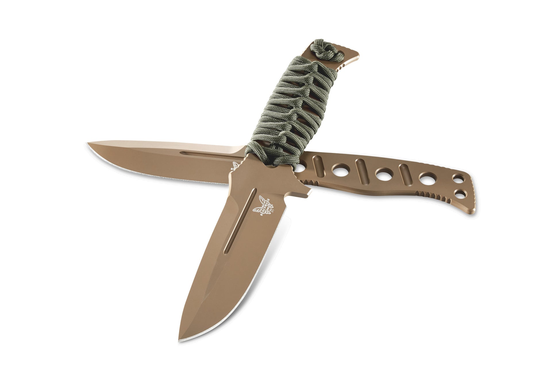 Benchmade 375FE-1 Fixed Adamas tactical fixed blade knife with tan paracord wrapped skeletonized handle — ClassicBlades