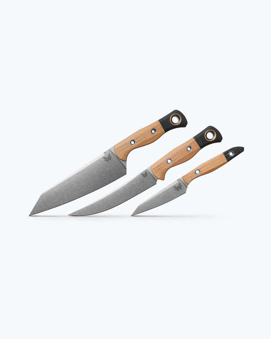 Benchmade 4005-02 3 piece kitchen knife set with Maple Valley Richlite handles and satin CPM-154 blades
