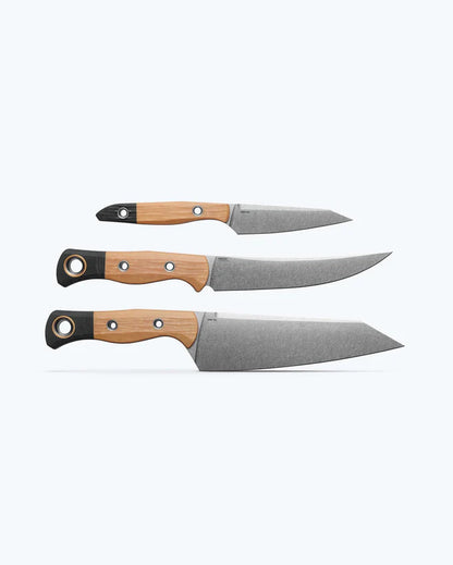 Benchmade 4005-02 Wildcoast utility knife, True Paring knife and Meatcrafter knife set detail