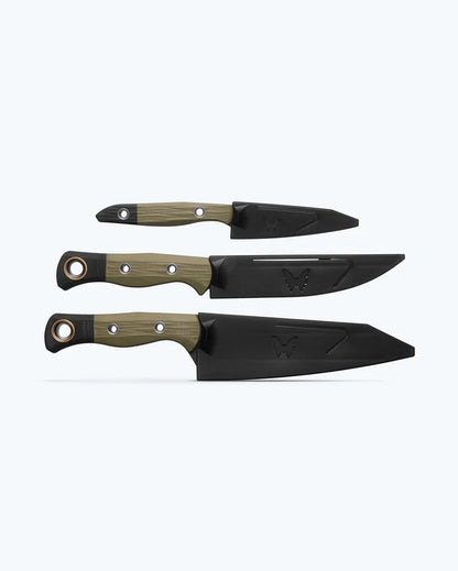 Benchmade 4005BK-01 Wildcoast utility knife, True Paring knife and Meatcrafter knife set detail