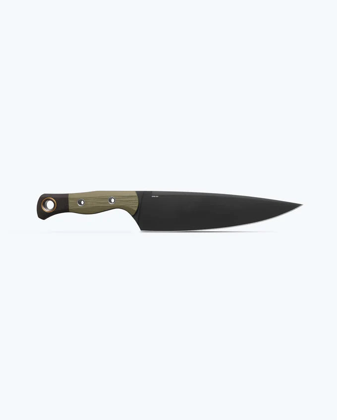 Benchmade 4025BK-01 chef knife 8.17 inch CPM-154 black DLC drop-point blade with false edge detail