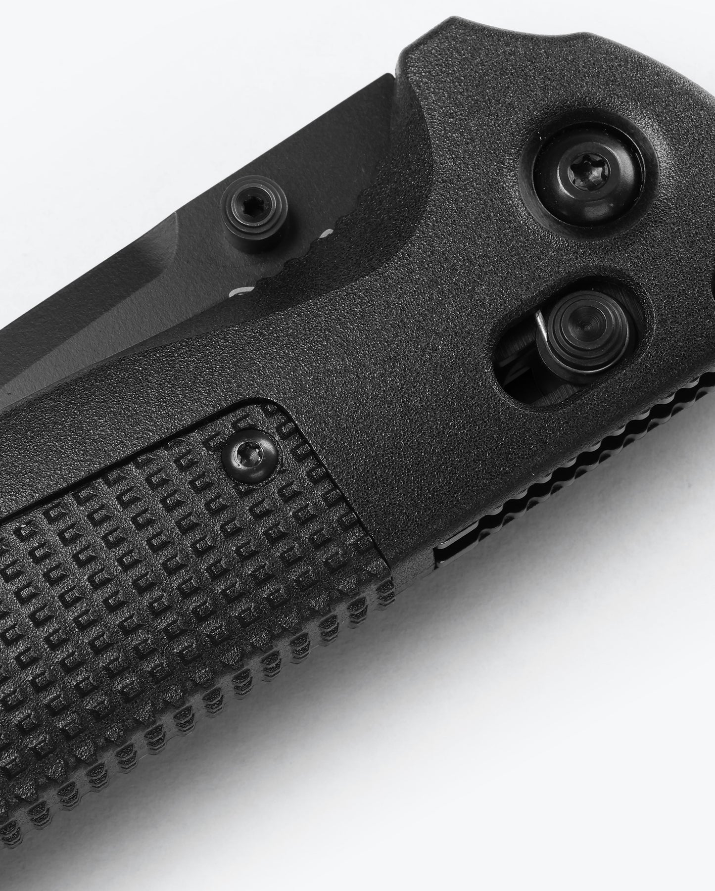 Benchmade 430BK-02 Redoubt black Grivory wrap-around handle showing AXIS Lock — ClassicBlades
