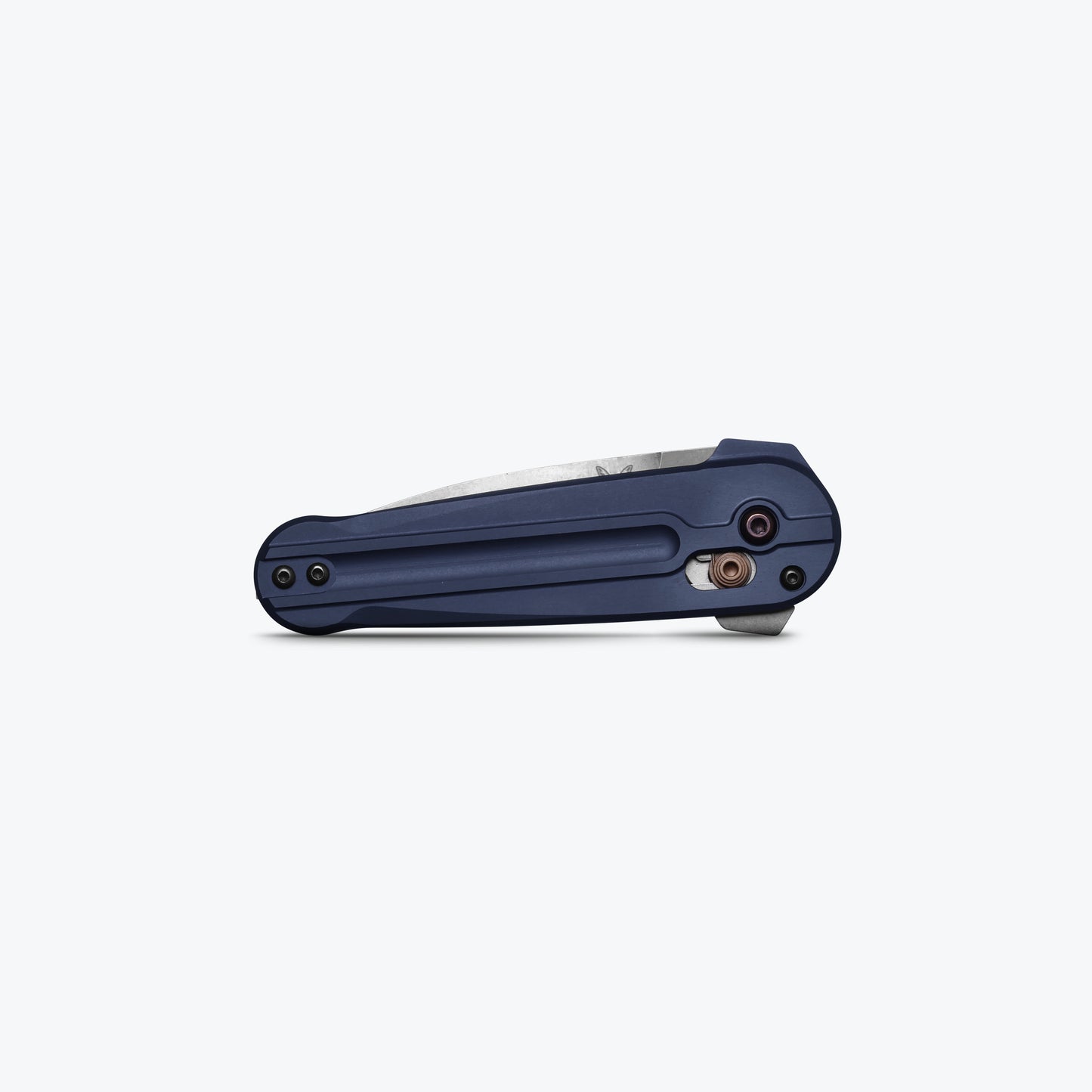 Benchmade 491 Lowden milled crater blue anodized 6061-T6 aluminum handle with AXIS Lock and flipper tab — ClassicBlades