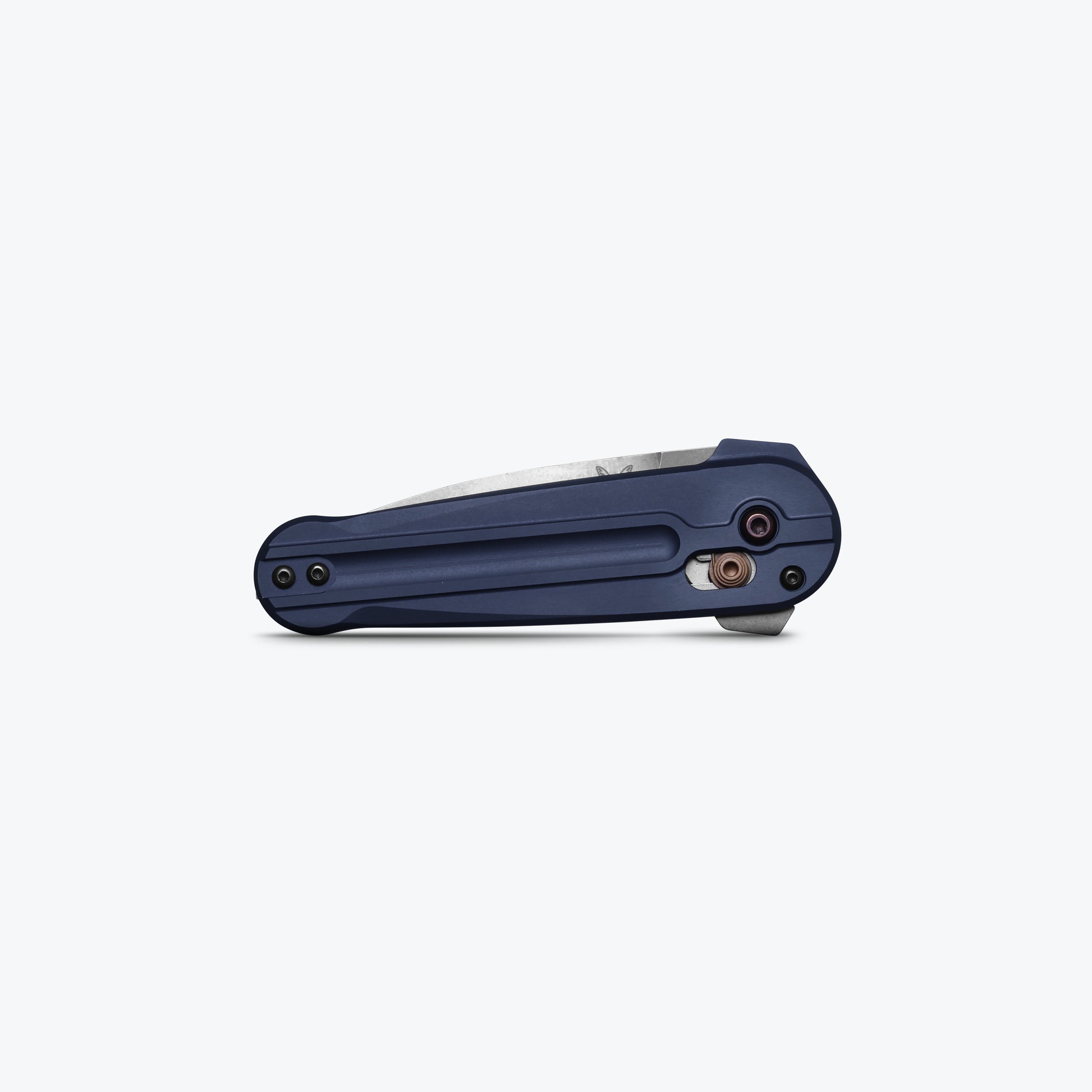 Benchmade 491 Lowden milled crater blue anodized 6061-T6 aluminum handle with AXIS Lock and flipper tab — ClassicBlades