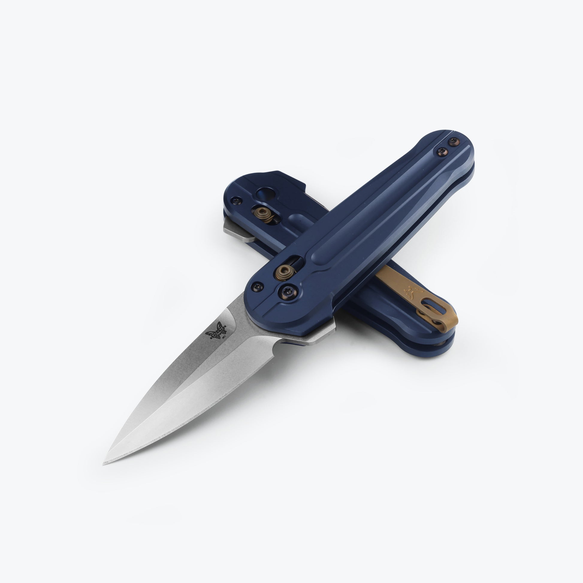 Benchmade 491 Lowden flipper knife open showing AXIS Lock mechanism and spear point blade — ClassicBlades