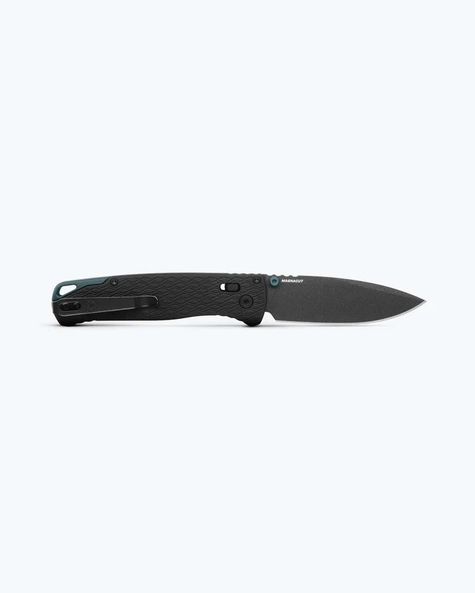 Benchmade 534BK Bugout Vapyr machined black aluminum handle with Taiga Green backspacer and AXIS Lock detail — ClassicBlades