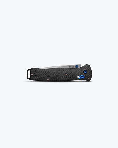 Benchmade 537-09 Bailout closed showing 4.69 inch profile with marbled carbon fiber handle and mini deep-carry clip — ClassicBlades