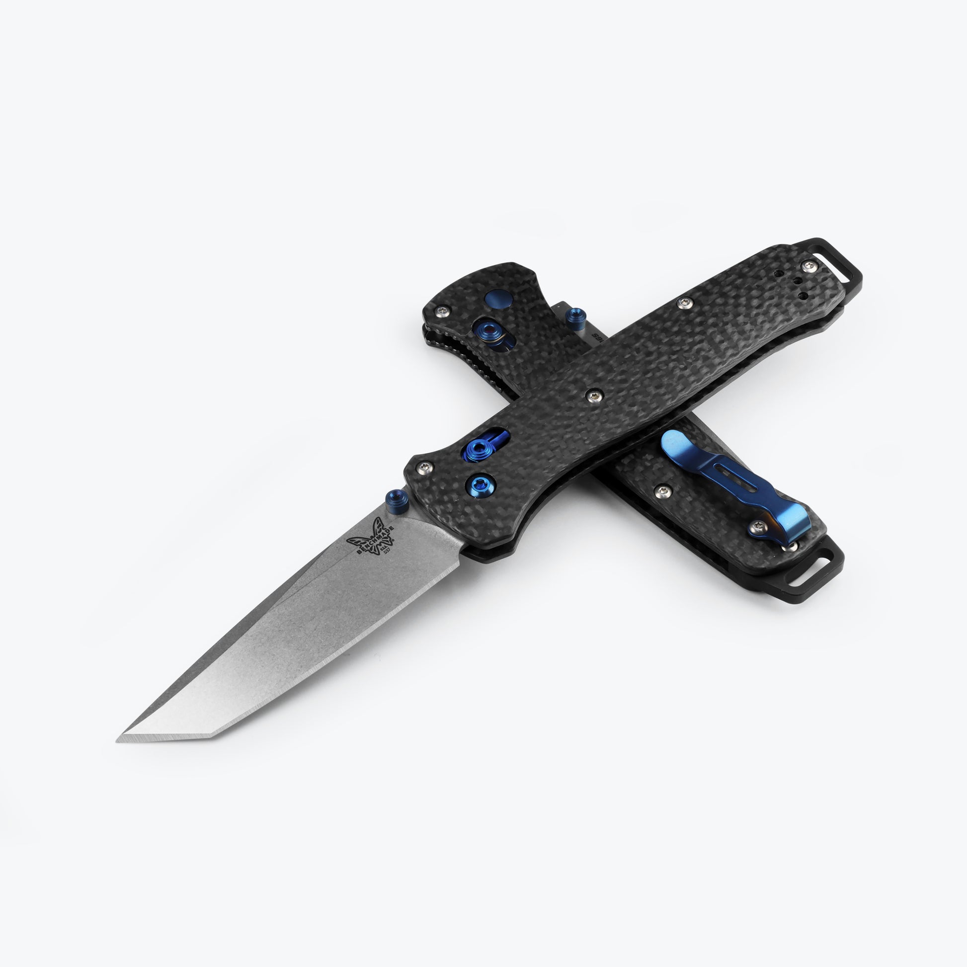 Benchmade 537-09 Bailout tactical folding knife with marbled carbon fiber handle and M390 stonewash tanto blade — ClassicBlades