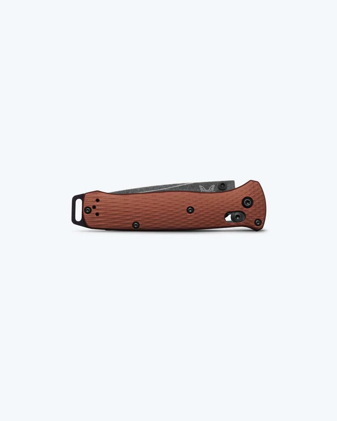 Benchmade 537BK-07 Bailout closed showing mini deep-carry clip and burnt copper handle profile