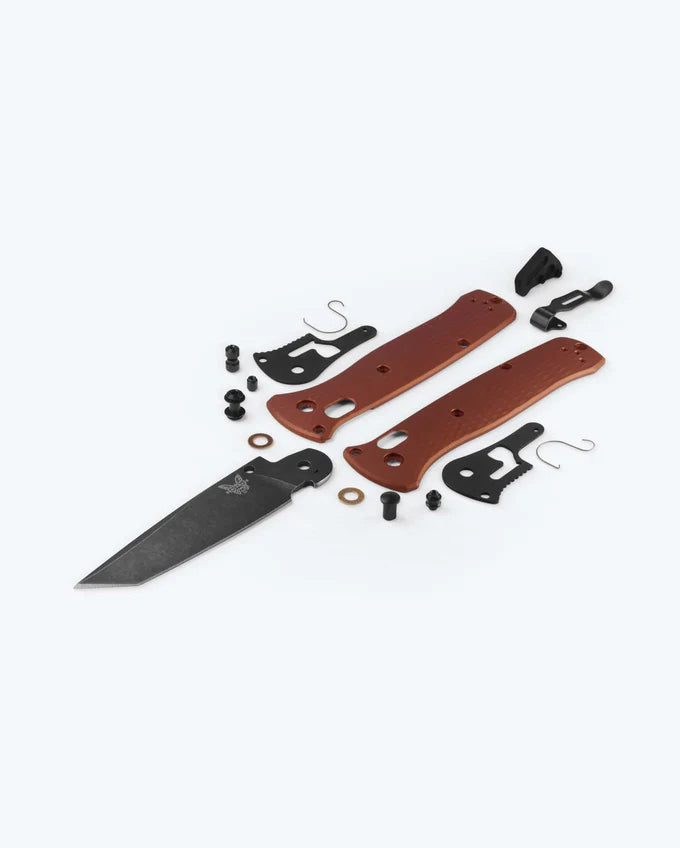Benchmade 537BK-07 Bailout tactical folding knife with burnt copper aluminum handle and DLC battlewash tanto blade