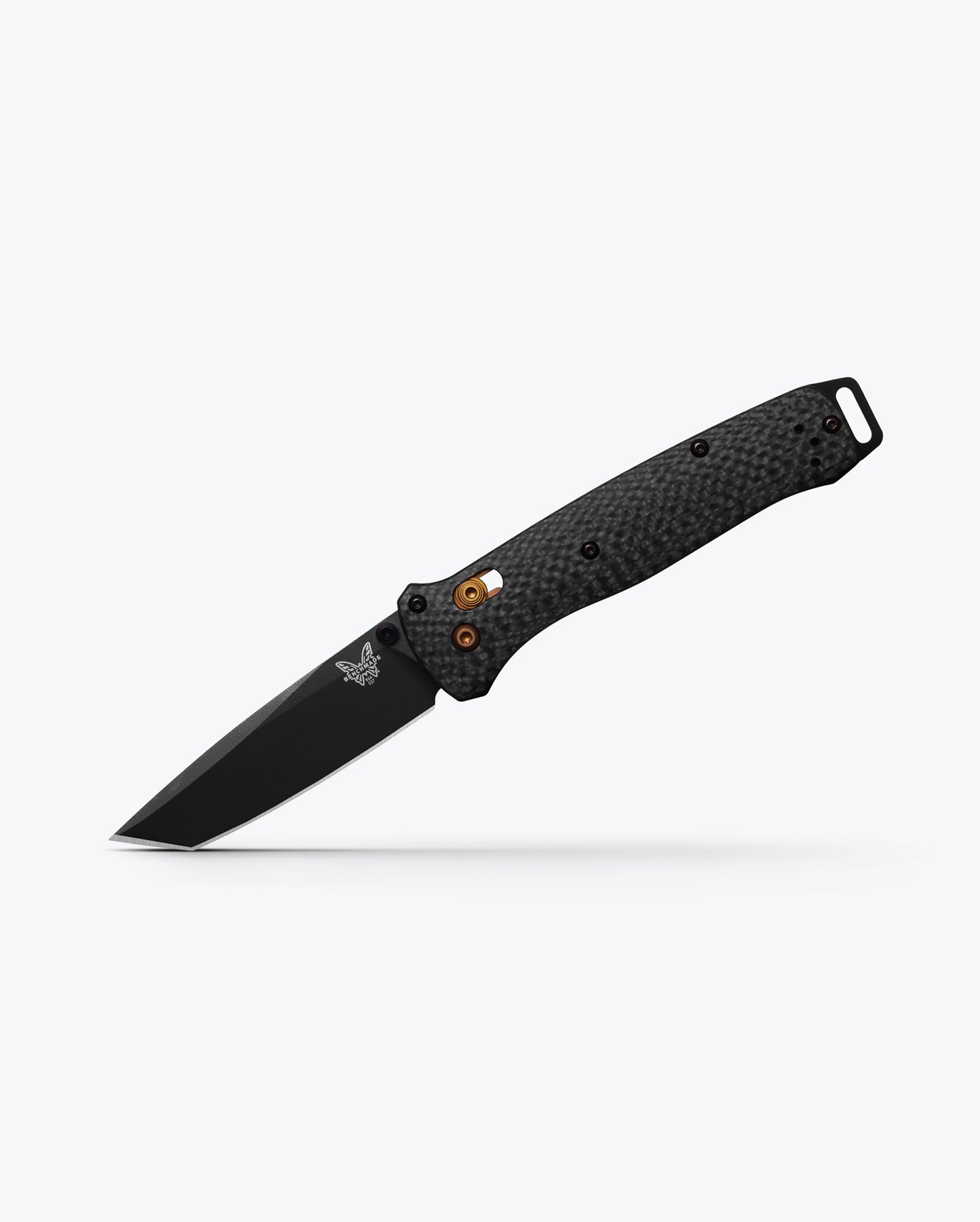 Benchmade 537BK-10 Bailout 3.38 inch CPM-S90V Black Cerakote tanto blade with bronze washer pivot detail — ClassicBlades