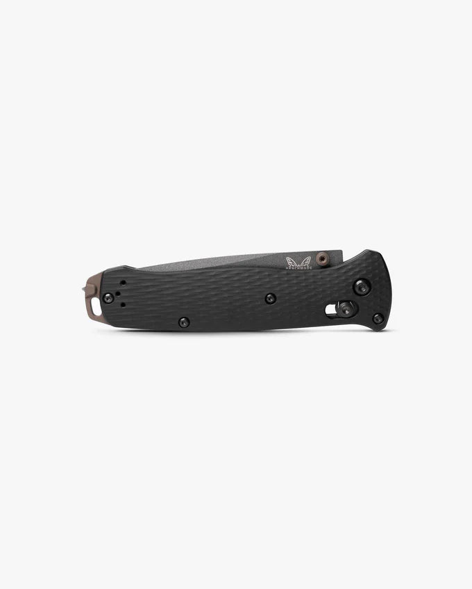 Benchmade 537SGY-03 Bailout closed showing mini deep-carry clip and black aluminum handle profile