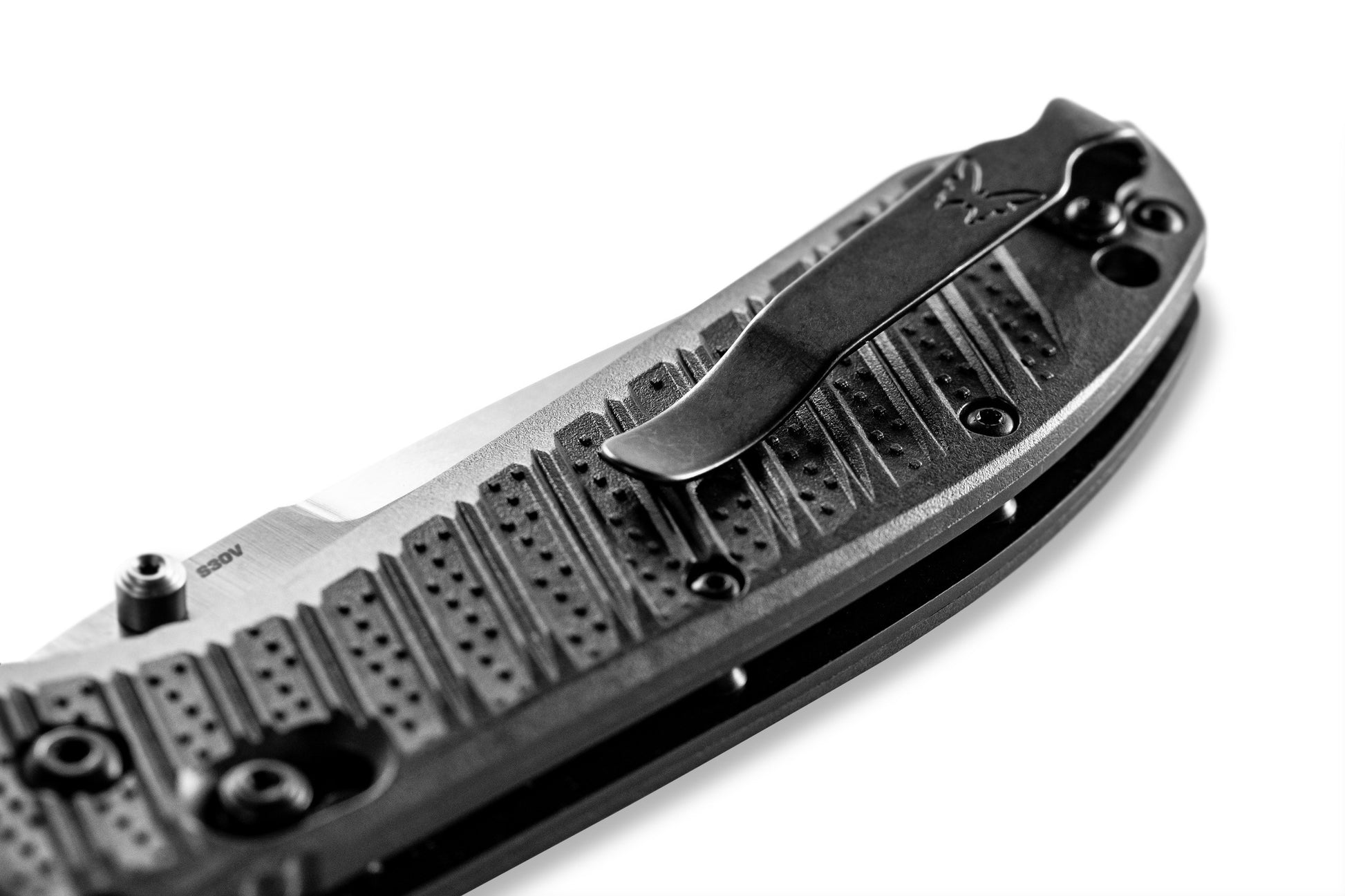 Benchmade 570-1 Presidio II closed showing 5.0 inch profile with black CF-Elite handle and deep-carry pocket clip — ClassicBlades