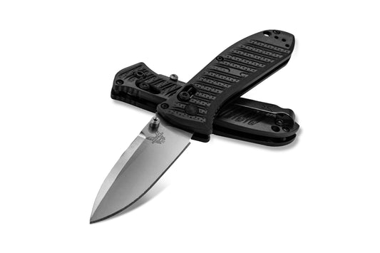 Benchmade 575-1 Mini Presidio II folding knife with milled black CF-Elite handle and CPM-S30V satin drop point blade — ClassicBlades