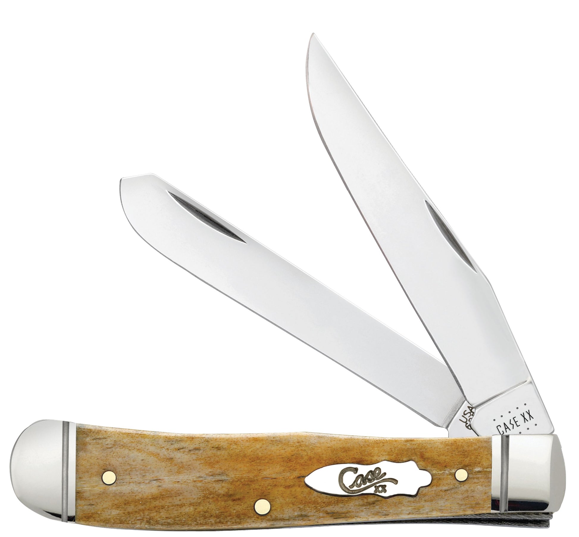 Case 58182 Smooth Antique Bone Trapper pocket knife with elegant wheat-tone bone handle and scored nickel silver bolsters — ClassicBlades