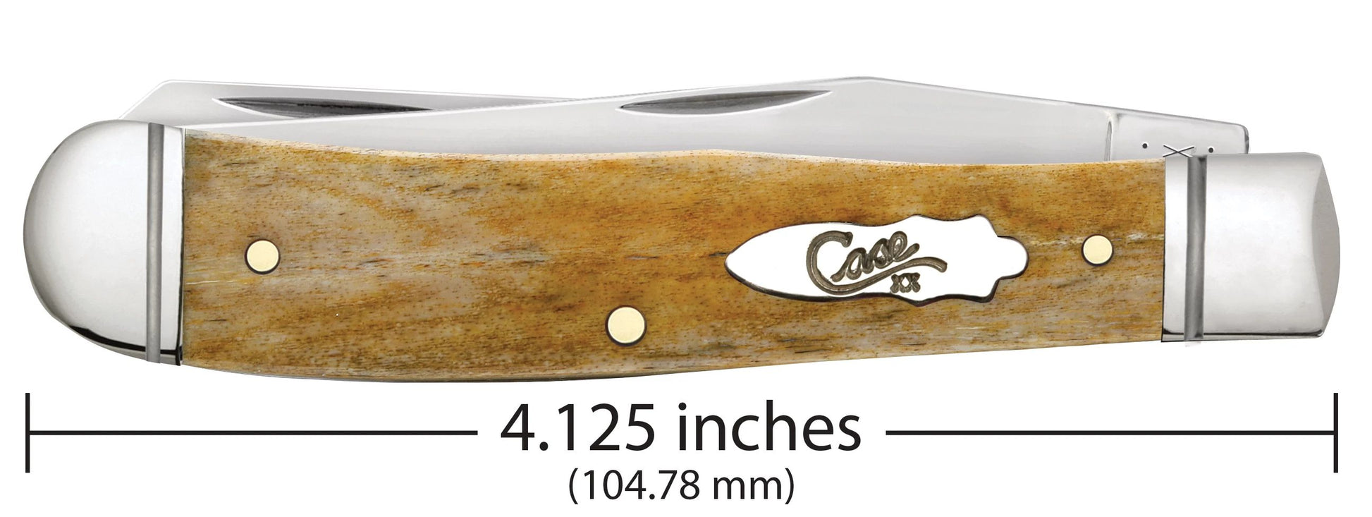 Case 58182 Smooth Antique Bone Trapper closed showing 4.125 inch profile with Bombshell nickel silver Case script shield — ClassicBlades