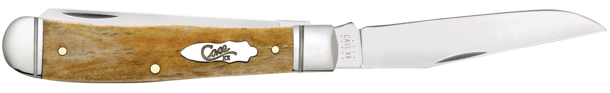 Case 58182 Smooth Antique Bone Trapper 3.25 inch clip blade and 3.27 inch spey Tru-Sharp stainless mirror polish blades — ClassicBlades
