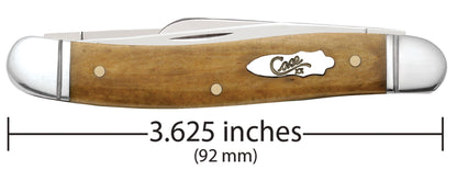 Case 58185 Smooth Antique Bone Stockman closed showing 3.63 inch profile with nickel silver Case inlay shield — ClassicBlades