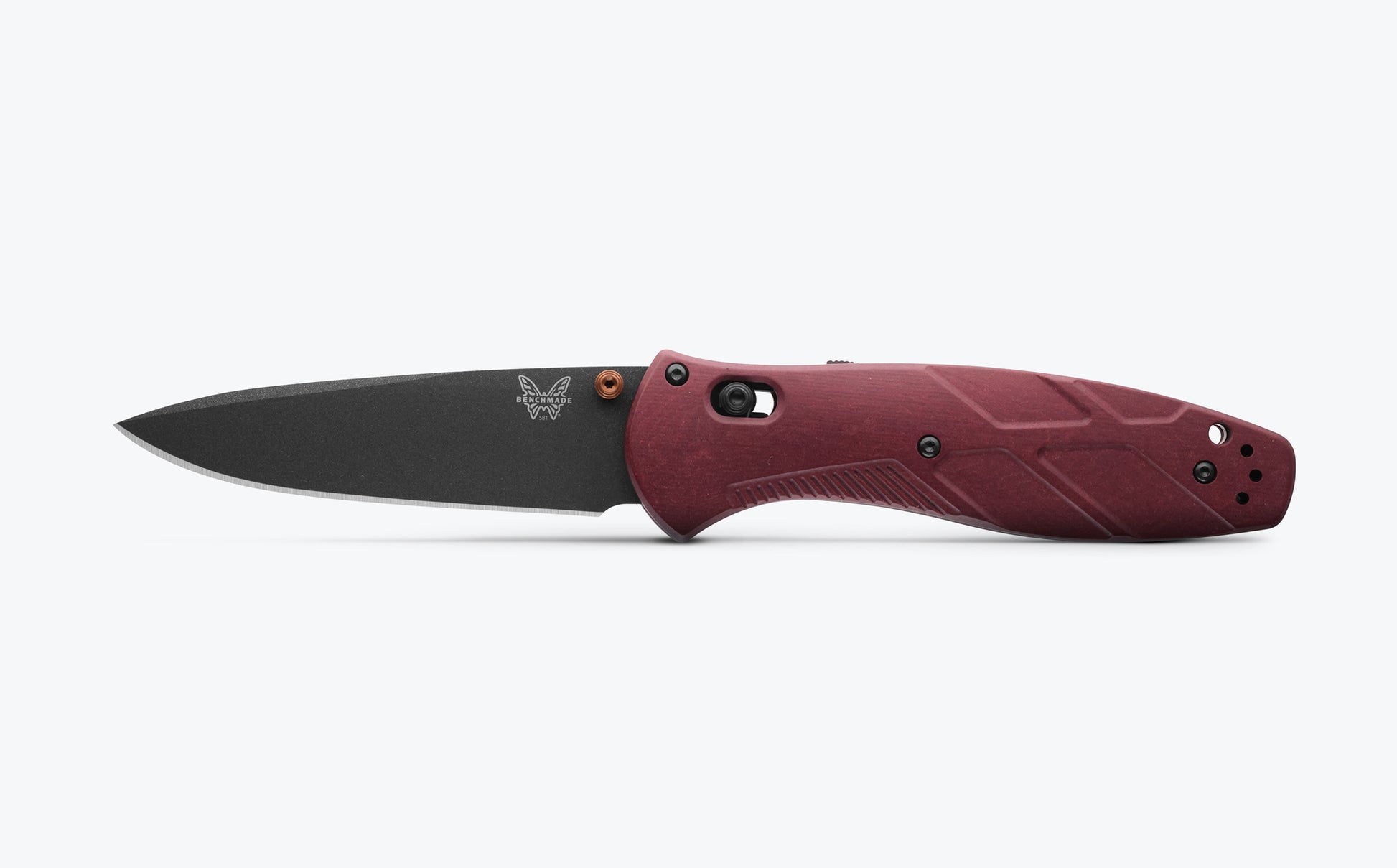 Benchmade 581BK-04 Barrage showing 4.875 inch profile with Redstone Richlite handle— ClassicBlades