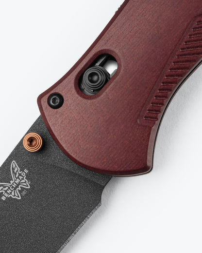 Benchmade 581BK-04 Barrage with burnt copper thumb stud, lanyard hole and spine safety detail — ClassicBlades

