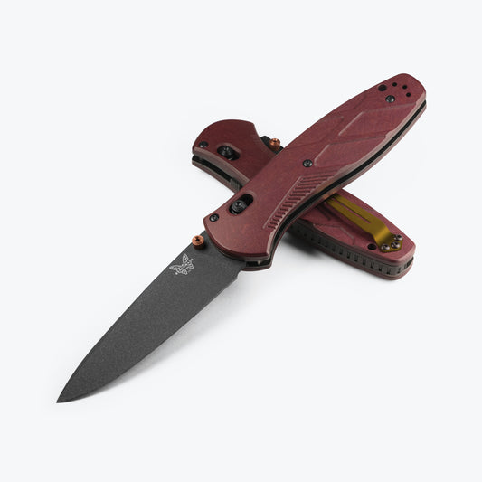 Benchmade 581BK-04 Barrage AXIS-Assist folding knife with Redstone Richlite handle and burnt copper accents — ClassicBlades