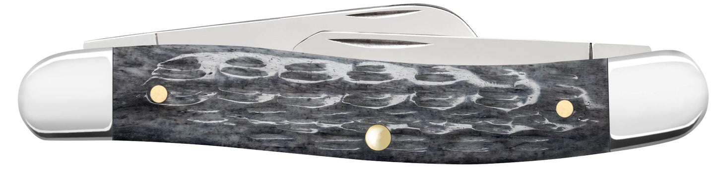 Case 58413 Pocket Worn Gray Bone Crandall jigged handle detail showing distinctive gray bone color and worn finish — ClassicBlades