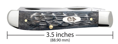 Case 58414 Pocket Worn Gray Bone Mini Trapper closed showing compact 3.50 inch profile with oval nickel silver Case script shield — ClassicBlades
