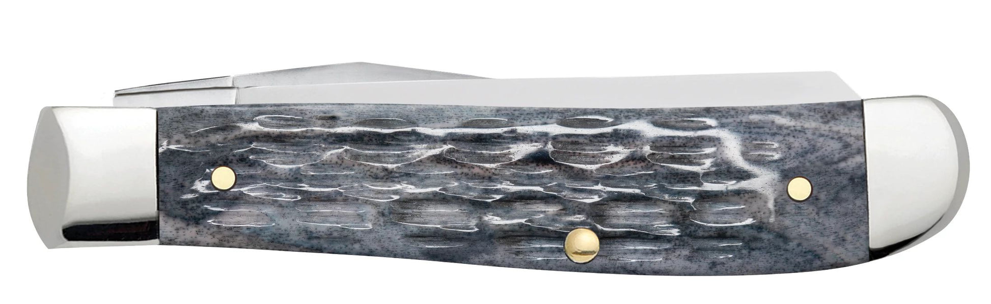 Case 58414 Pocket Worn Gray Bone Crandall jigged handle detail showing distinctive gray bone color and worn finish — ClassicBlades