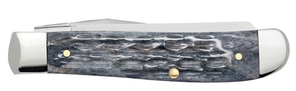 Case 58414 Pocket Worn Gray Bone Crandall jigged handle detail showing distinctive gray bone color and worn finish — ClassicBlades