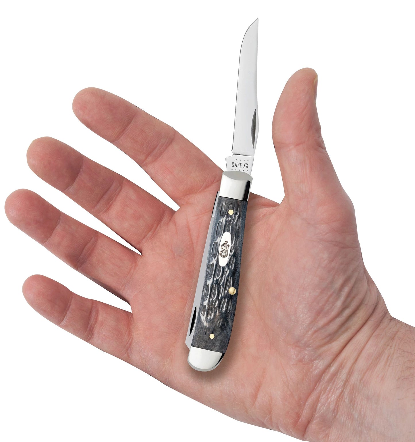 Case 58414 Pocket Worn Gray Bone Mini Trapper pocket knife-ClassicBlades