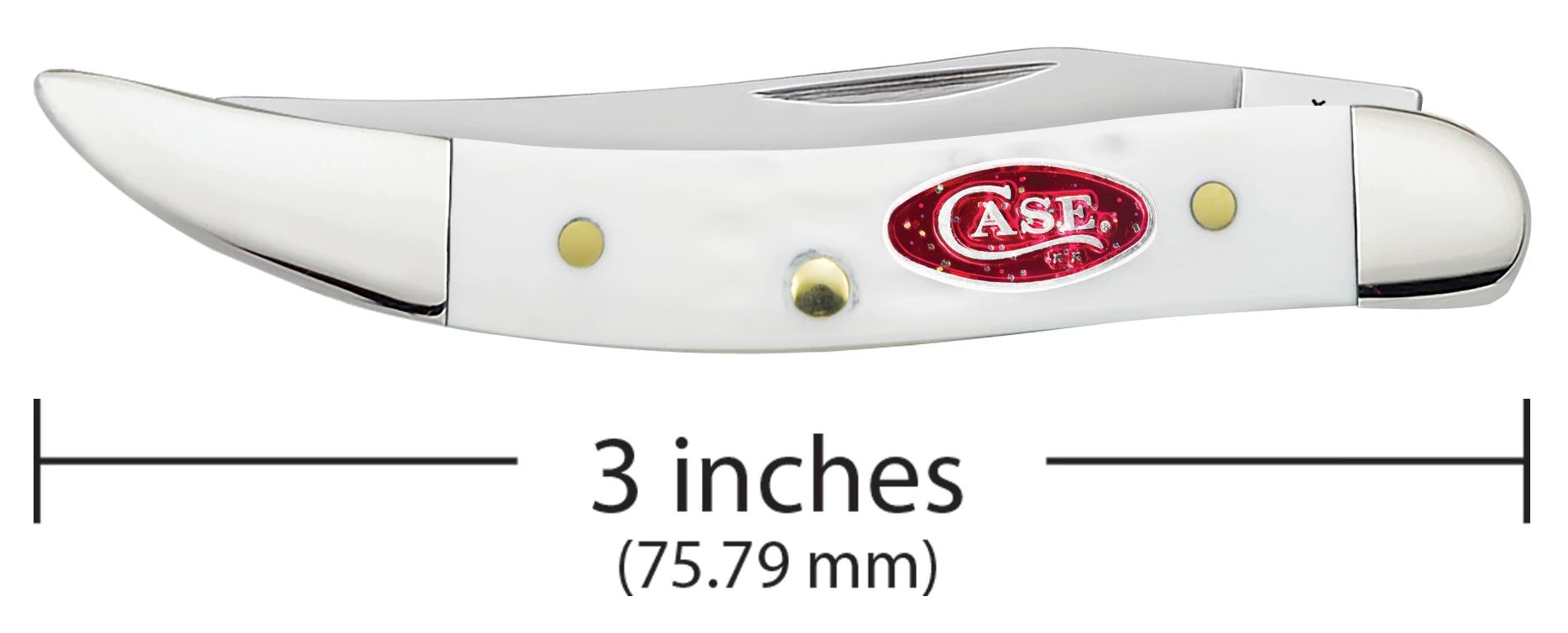 Case 60180 SparXX Small Texas Toothpick closed showing slim 3.00 inch profile with red and silver Case oval shield — ClassicBlades