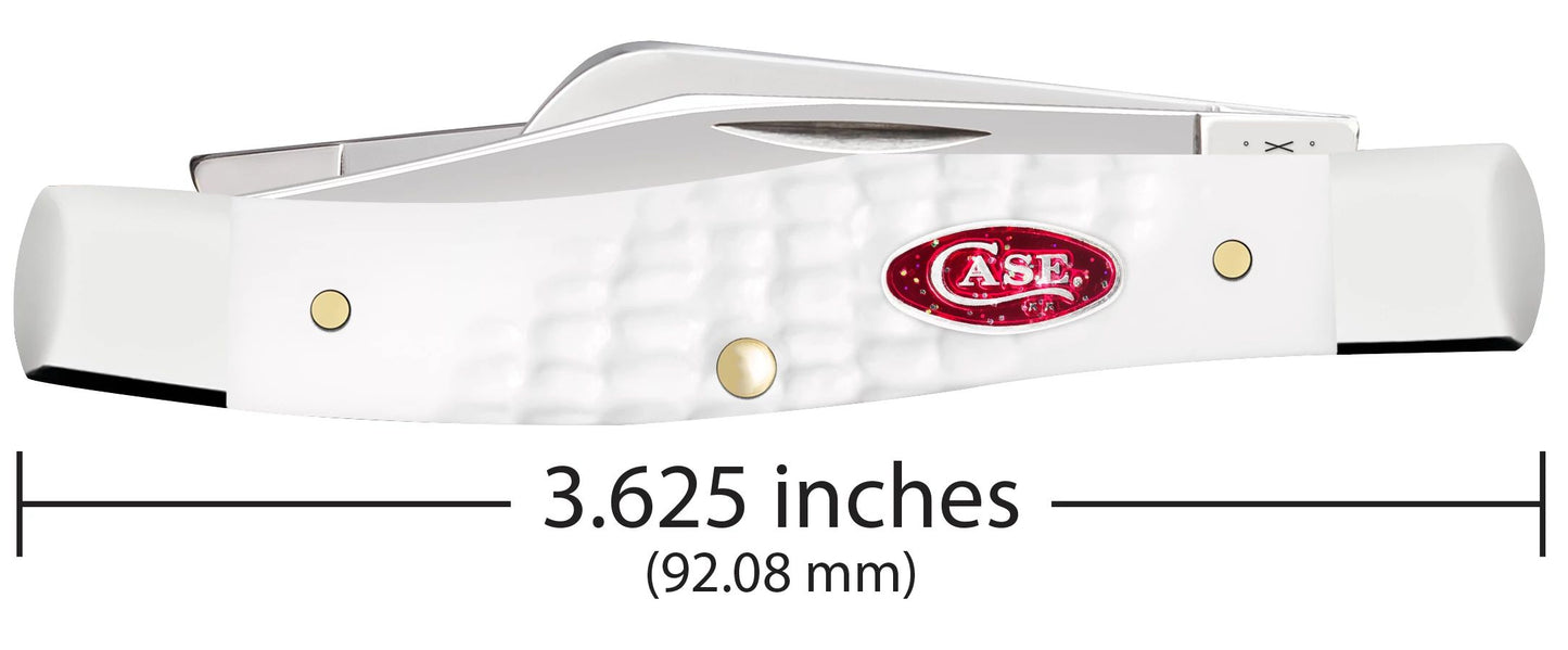 Case 60184 SparXX Medium Stockman closed showing 3.63 inch profile with red and silver glimmering Case oval shield — ClassicBlades