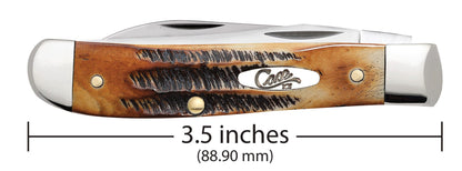 Case 65305 BoneStag Wharncliffe Mini Trapper closed showing 3.50 inch profile with oval nickel silver Case script shield — ClassicBlades