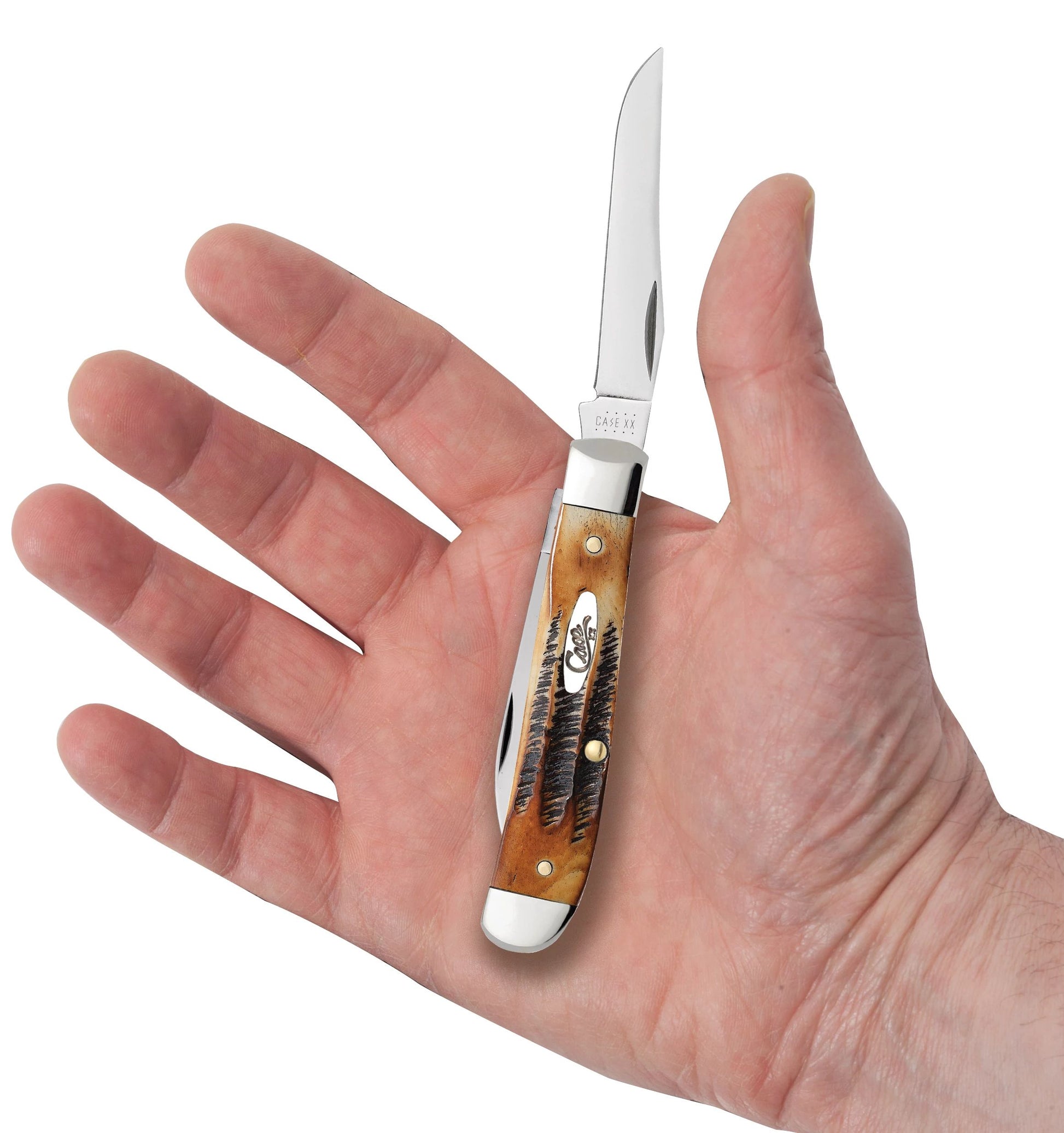 Case 65305 6.5 BoneStag Wharncliffe Mini Trapper pocket knife  — ClassicBlades