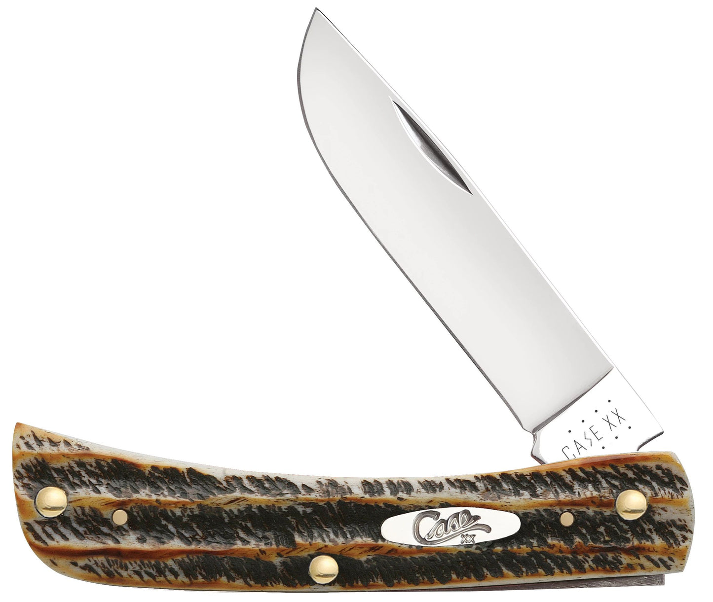 Case 65310 6.5 BoneStag Sod Buster Jr pocket knife with hand-flamed jigged BoneStag handle and nickel silver bolsters — ClassicBlades
