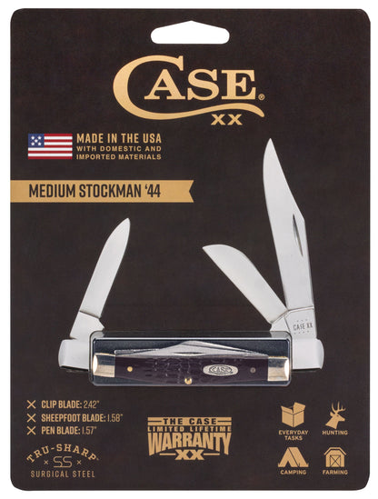Case 00106 Medium Stockman pocket knife with jigged brown synthetic handle and nickel silver bolsters — ClassicBlades