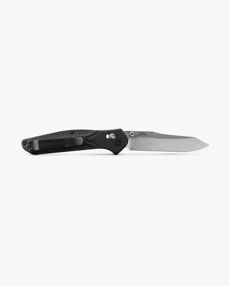 CPM‑S90V reverse tanto blade on Benchmade 940‑1 knife close-up