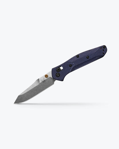 Benchmade 945-04 Mini Osborne 2.92 inch M390 satin reverse tanto blade with flat grind detail — ClassicBlades