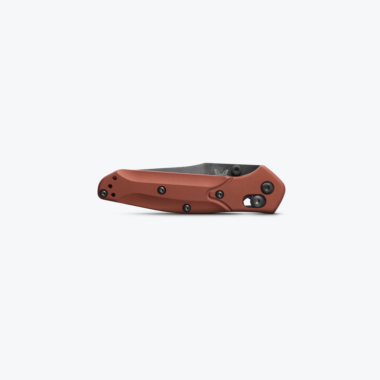 Benchmade 945BK-03 Mini Osborne closed showing 3.84 inch profile with burnt copper handle and PVD pocket clip — ClassicBlades